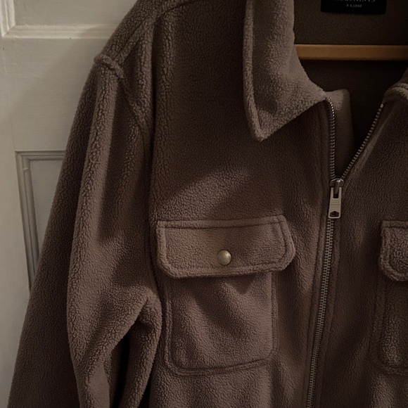 All Saints Clayton Fleece Tan Lightweight Jacket - Picture 9 of 15
